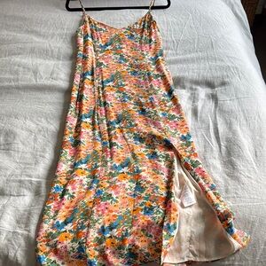 Sezane Orange Midi Sundress Sleeveless Spaghetti Strap